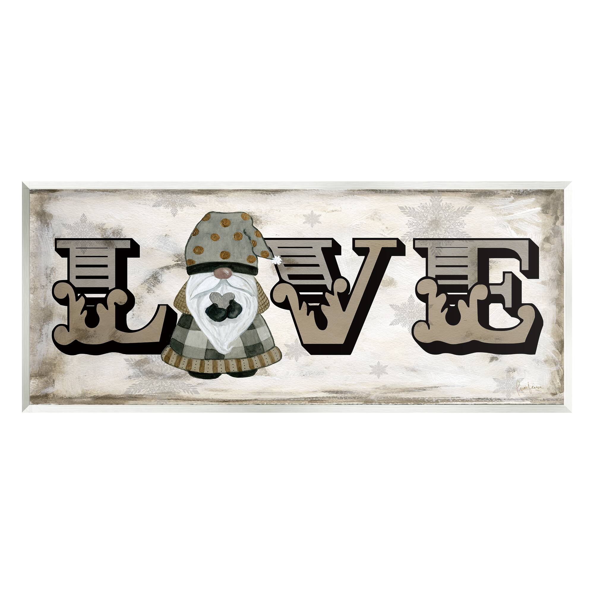 Stupell Industries Holiday Patterned Love Gnome Wall Plaque Art